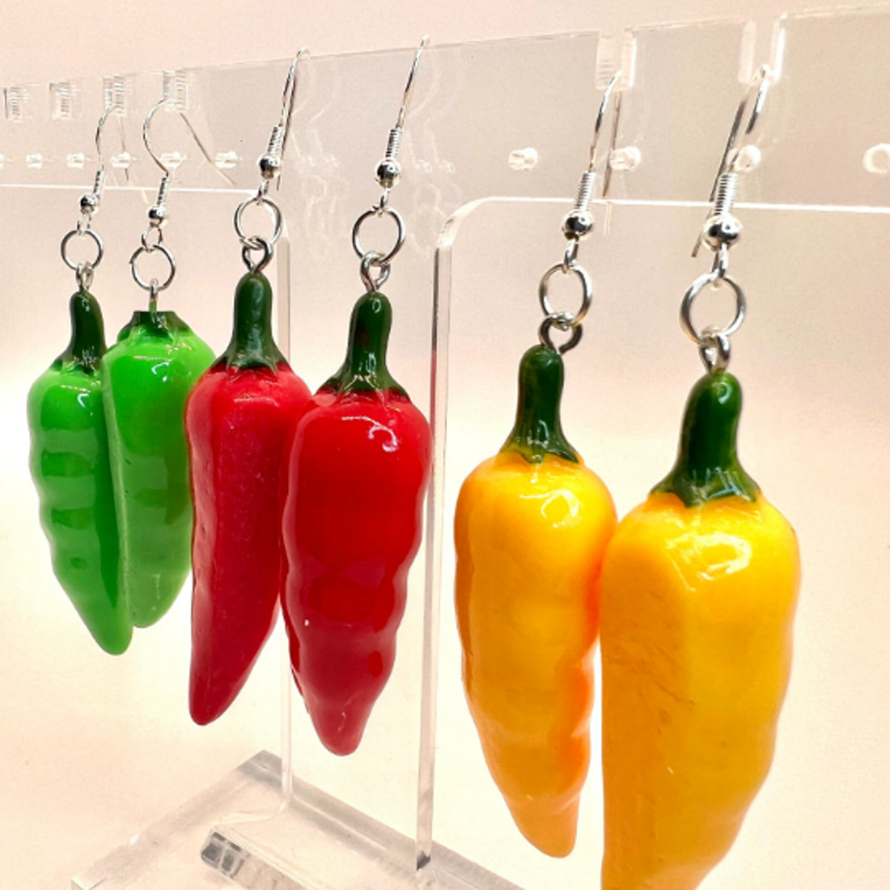 Pepper Earrings - Jalapeno Earrings - Food Earrings - Chef Earrings - Picture 1 of 10